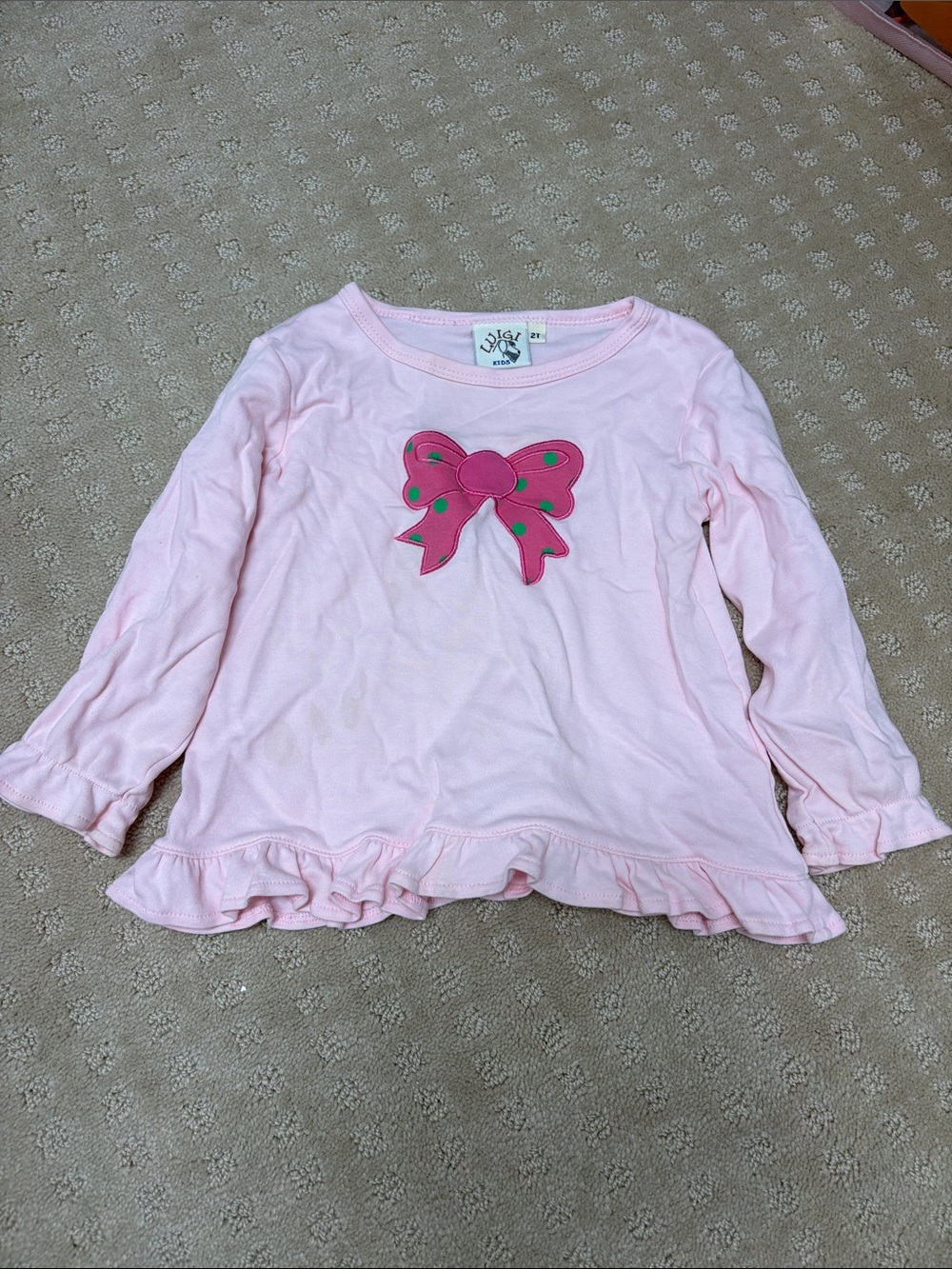 Luigi kids Pink Bow appliqué Long-Sleeve shirt